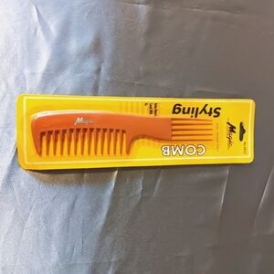 Magic Styling Hair Comb Wide-Tooth with Mini Teeth + Pic Rake Handle 8" Brown